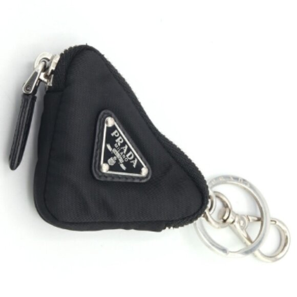 Prada Black Key Bag Ring Keychain Charm Case Nylon - Picture 1 of 5